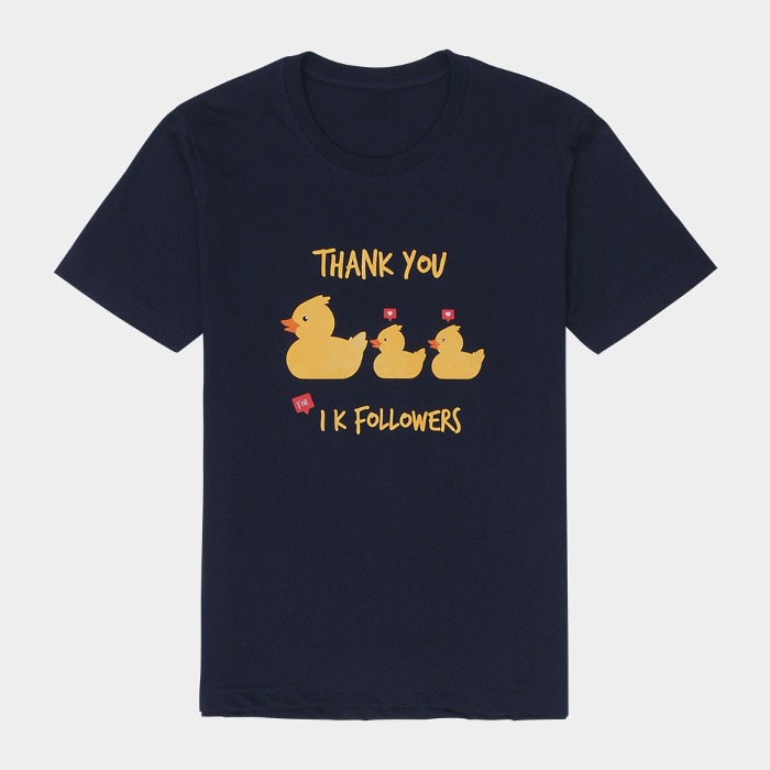 오리 반팔 나염티 커플 남녀공용 기본핏 프린팅 티셔츠 오리 30수 네이비 데일리룩 홈웨어