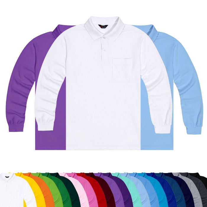 긴팔 포켓카라 티셔츠 남녀공용 S~3XL 커플 단체티 작업복 빅사이즈 회사유니폼