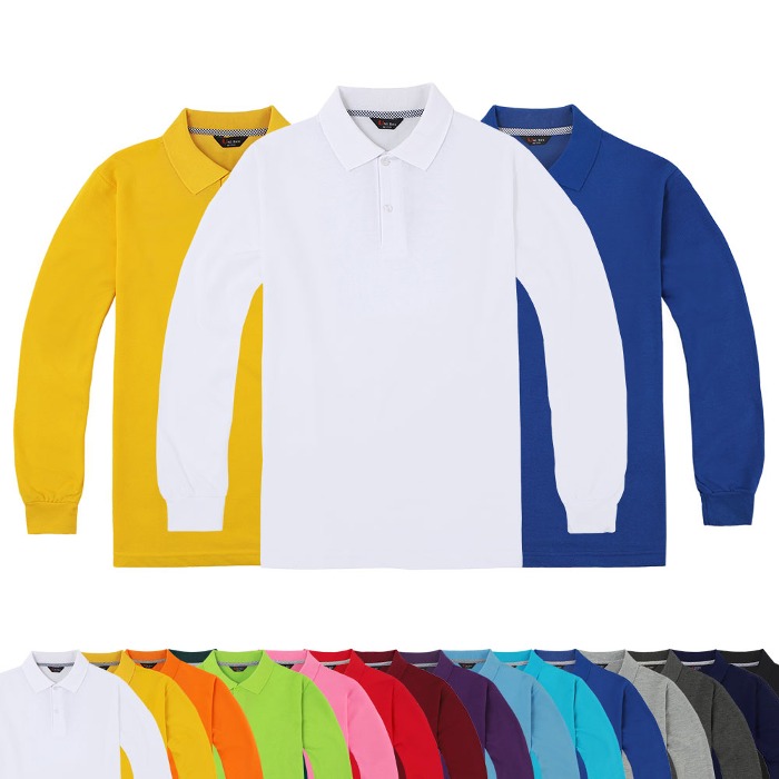 긴팔 베이직카라 티셔츠 남녀공용 S~3XL 데일리 커플 단체 작업복 식당 회사유니폼